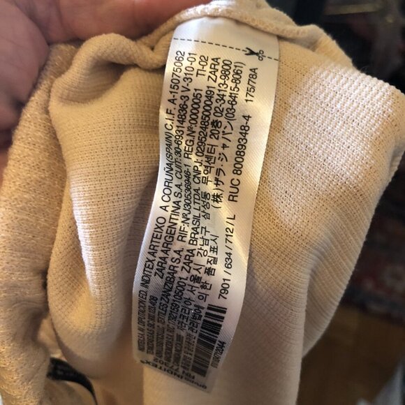 Zara Wide Leg Knit Draw String Elastic Pants Tan Size L NWT - Picture 5 of 9